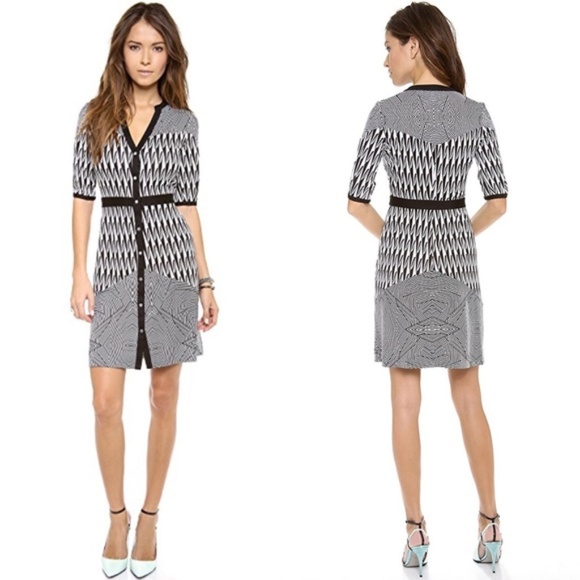 Diane Von Furstenberg Dresses & Skirts - DVF Fiona Button Front Knit Silk Dress Women's 2